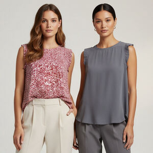 LOFT Corporate Girlie Bundle Set of 2 Sleeveless Shells Sz M Old Money Workwear